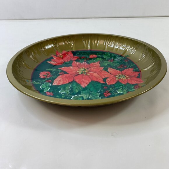 Set 2 Holiday-Themed Metal Serving Trays With Winter Scene & Poinsettia Design - Picture 8 of 14